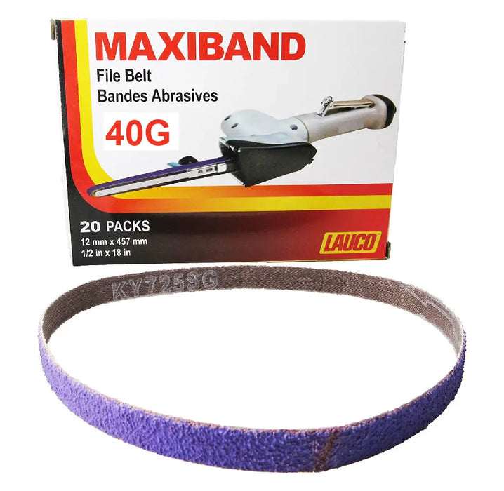 MAXIBAND File Belt Bandes Abrasives - Purple Sanding Belt 1/2 in x 18 INCH - Pack of 20 (Grit: 40G) - National Supply Company