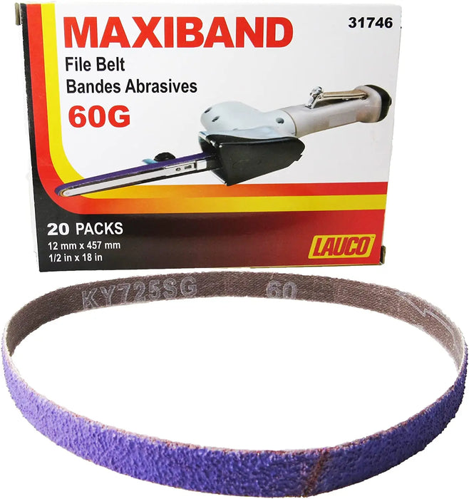 MAXIBAND File Belt Bandes Abrasives - Purple Sanding Belt 1/2 in x 18 INCH - Pack of 20 (Grit: 60G) - National Supply Company