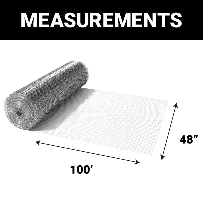 Hardware Cloth 1/2 inch 48in x 100 ft, 19 Gauge Square, Chicken Coop Wire Fence, Garden Plant Welded Metal Wire Fencing Roll Mesh, Poultry Animal Netting Cage Screen National Supply Company