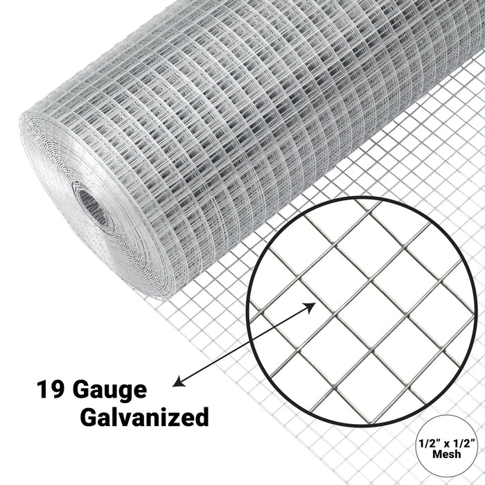 Hardware Cloth 1/2 inch 48in x 100 ft, 19 Gauge Square, Chicken Coop Wire Fence, Garden Plant Welded Metal Wire Fencing Roll Mesh, Poultry Animal Netting Cage Screen National Supply Company