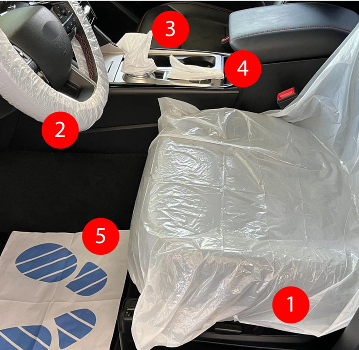 25 packs Disposable Plastic Car Seat Covers protector kit. universal fit 5-1 - National Supply Company