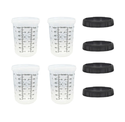 4 Pack Set of Medium Size 13.5 Ounce (400ml) Hard Cups and Retainer Rings - National Supply Company