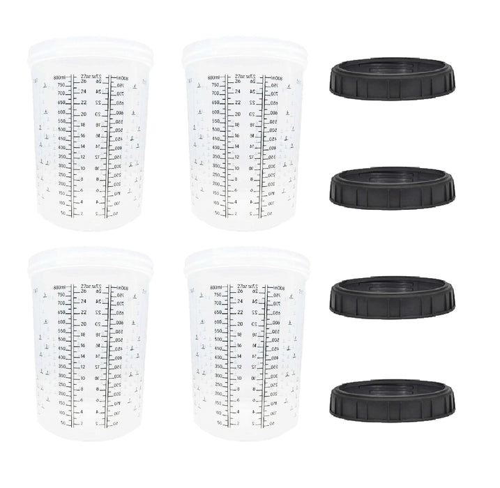 4 Pack Set of Standard Size 27 Ounce (800ml) Hard Cups and Retainer Rings - National Supply Company