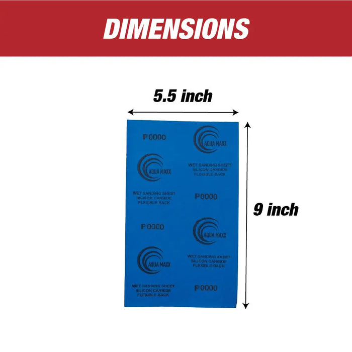 Aqua Maxx Wet or Dry Sandpaper Finishing Sheets 9x5 inch - 2500 GRIT - Box of 50 - National Supply Company