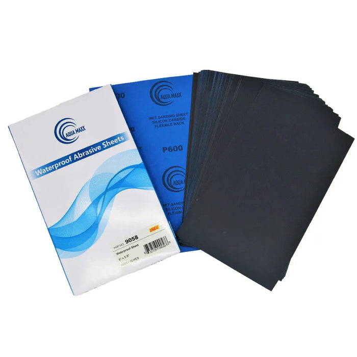 Aqua Maxx Wet or Dry Sandpaper Finishing Sheets 9x5 inch - 600 GRIT - Box of 50 - National Supply Company