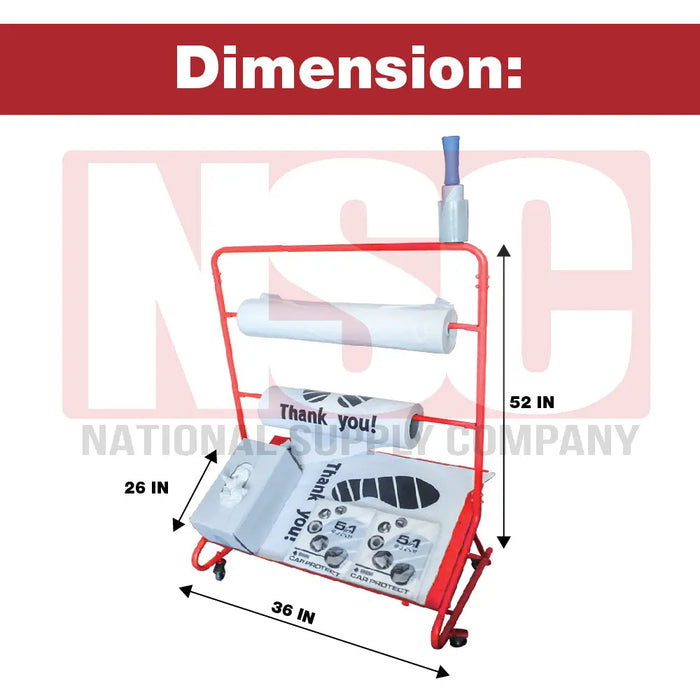 Automotive mobile stand seat cover & floor mat dispenser cart ideal for tyre bays, service bays, garages, bodyshops and car dealers - National Supply Company