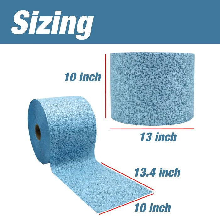 Industrial Cloths Grease, Oil & Ink Cloths, Jumbo Roll, Lint-Free Towels, Blue (717 Sheets/Roll, 1 Roll/Case, 10” x 13.4” each sheet) - National Supply Company