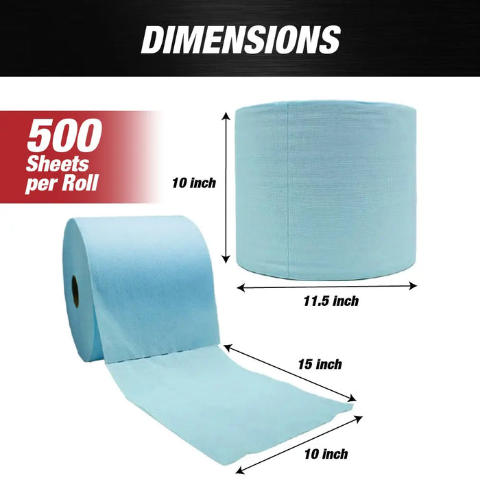 Industrial Wipes Jumbo Roll, Blue (500 Sheets/Roll, 1 Roll/Case, 10” x 15” each sheet) - National Supply Company