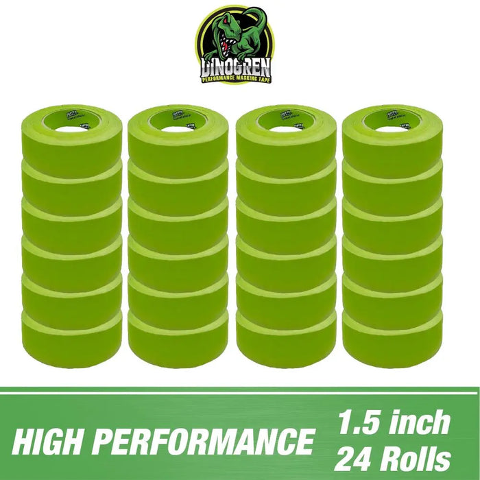 DINOGREN 333 Automotive Refinish High Performance Green Masking Tape 1 ½” in x 60 yd (Pack of 24 ROLLS) - National Supply Company