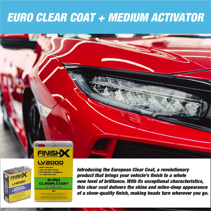 Finish X Low VOC 2:1 Euro HS Automotive Clear Coat 7.5 Liter Kit with Activator/Hardener National Supply Company