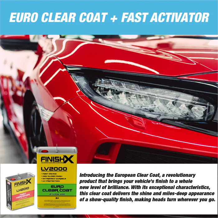 Finish X Low VOC 2:1 Euro HS Automotive Clear Coat 7.5 Liter Kit with Activator/Hardener National Supply Company