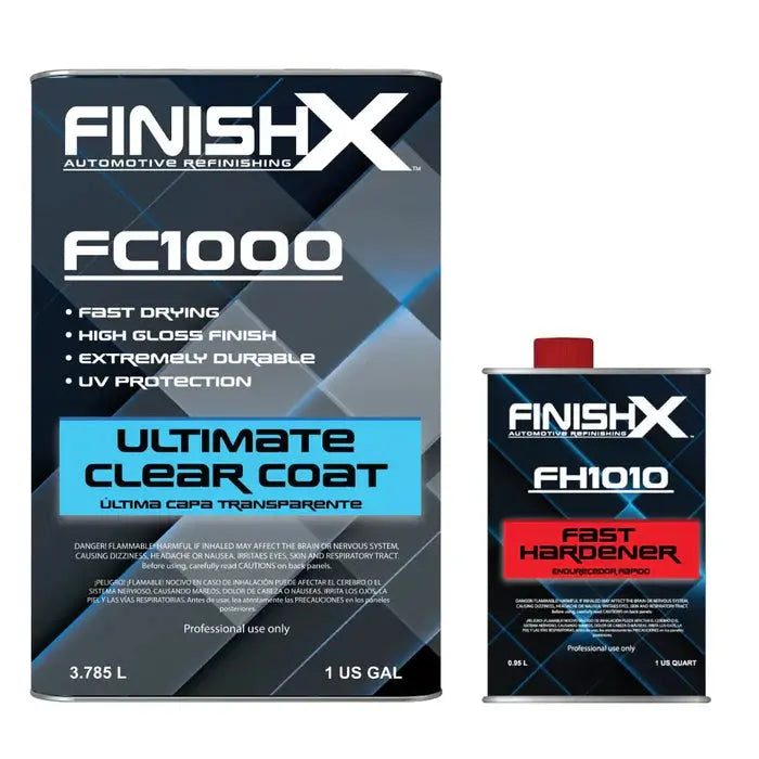 FinishX Automotive Refinishing Ultimate Speed Clear Coat (FC1100-1 Gallon) 4:1 Kit with Medium Activator/Hardener (FH1020-1 quart), High-Gloss Finish, Super Fast Drying, Customized for Spot and Panel National Supply Company