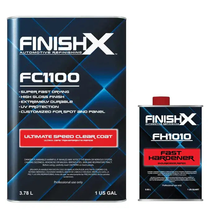 FinishX Automotive Refinishing Ultimate Speed Clear Coat (FC1100-1 Gallon) 4:1 Kit with Medium Activator/Hardener (FH1020-1 quart), High-Gloss Finish, Super Fast Drying, Customized for Spot and Panel National Supply Company