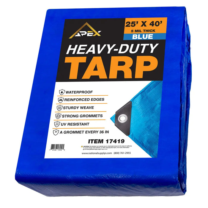 Heavy Duty Blue Tarp - 5 MIL Multipurpose UV Resistant Tarp National Supply Company