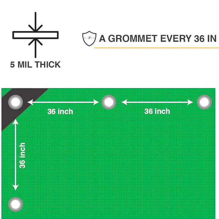 Heavy Duty Green Tarp - 5 MIL Multipurpose UV Resistant Tarp National Supply Company