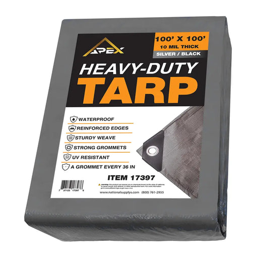 Heavy Duty Silver/Black Tarp - 10 MIL Multipurpose UV Resistant Tarp National Supply Company