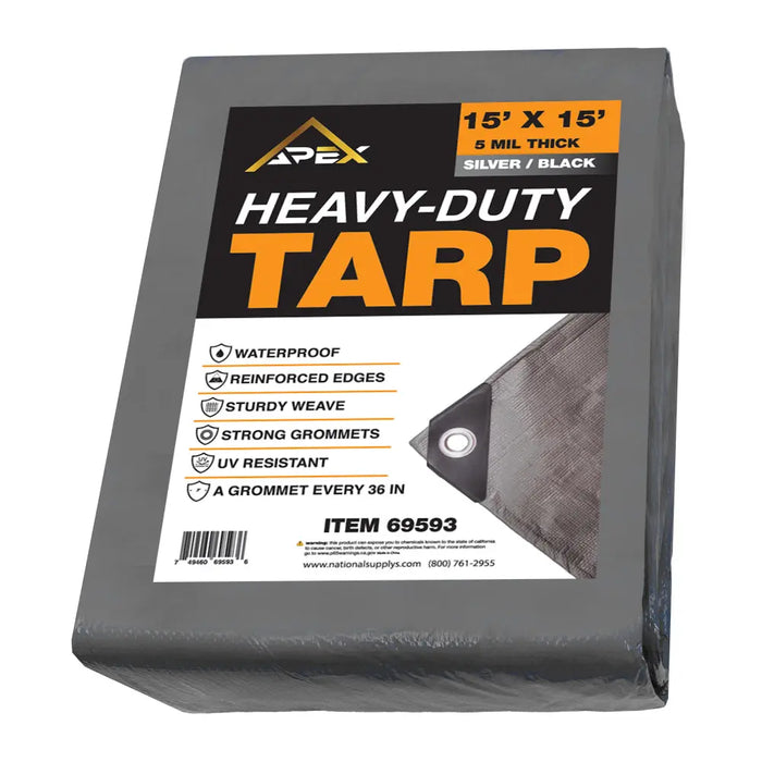 Heavy Duty Silver/Black Tarp - 5 MIL Multipurpose UV Resistant Tarp National Supply Company