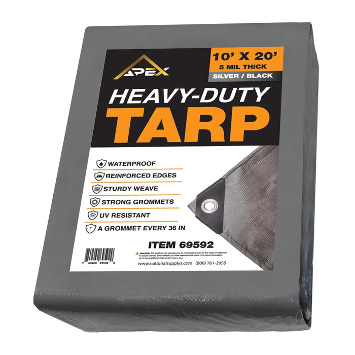 Heavy Duty Silver/Black Tarp - 5 MIL Multipurpose UV Resistant Tarp National Supply Company