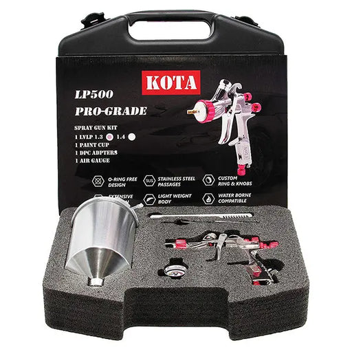 KOTA Paint Spray Gun Kit LVLP 1.3mm or 1.4mm Nozzle with Aluminum Cup - National Supply Company