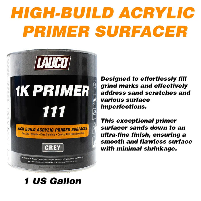 Lauco 1K High Build Gray Acrylic Primer Surfacer, 1 Gallon National Supply Company