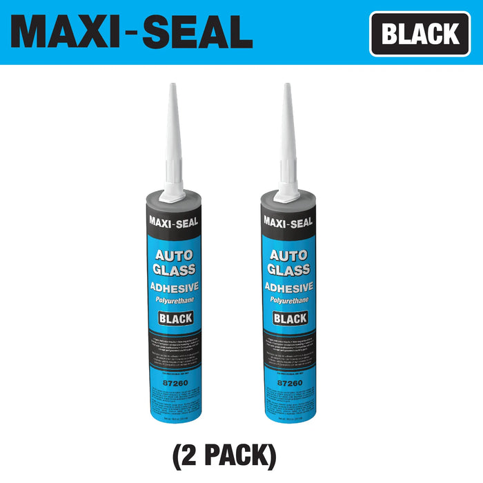 Maxi - Seal Black Polyurethane Windshield Adhesive with Fast Curing Non-sag Formula - 10.5oz Tube - High Bond Strength Window Sealant Compound - Easy to Apply Automotive Glass Glue - Windshield Sealant Black National Supply Company