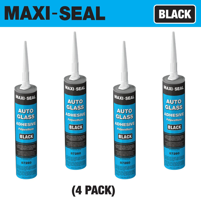 Maxi - Seal Black Polyurethane Windshield Adhesive with Fast Curing Non-sag Formula - 10.5oz Tube - High Bond Strength Window Sealant Compound - Easy to Apply Automotive Glass Glue - Windshield Sealant Black National Supply Company