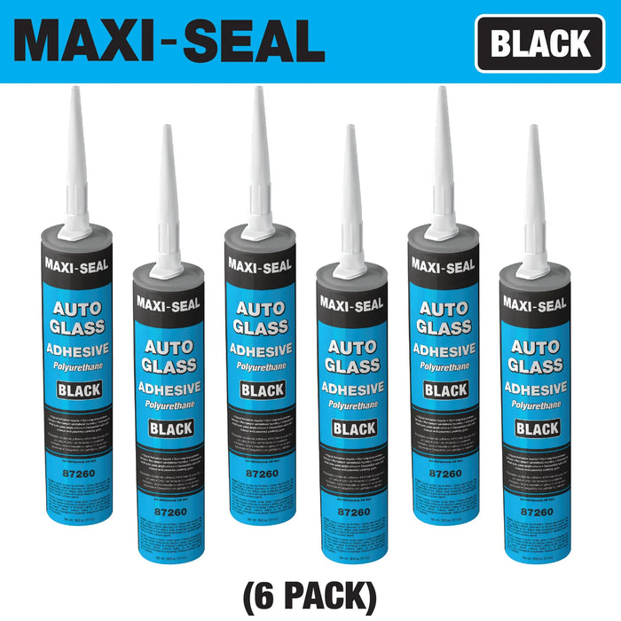 Maxi - Seal Black Polyurethane Windshield Adhesive with Fast Curing Non-sag Formula - 10.5oz Tube - High Bond Strength Window Sealant Compound - Easy to Apply Automotive Glass Glue - Windshield Sealant Black National Supply Company