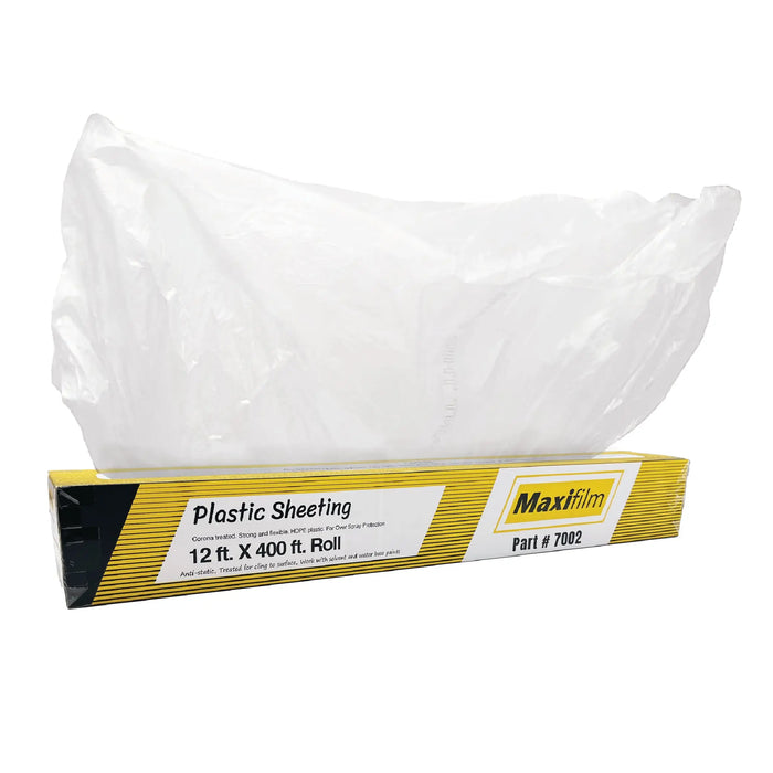 Maxifilm 12ft x 400 ft Roll Clear Premium Overspray Paintable Plastic Sheeting - 8 Micron, 0.3 Mil - National Supply Company