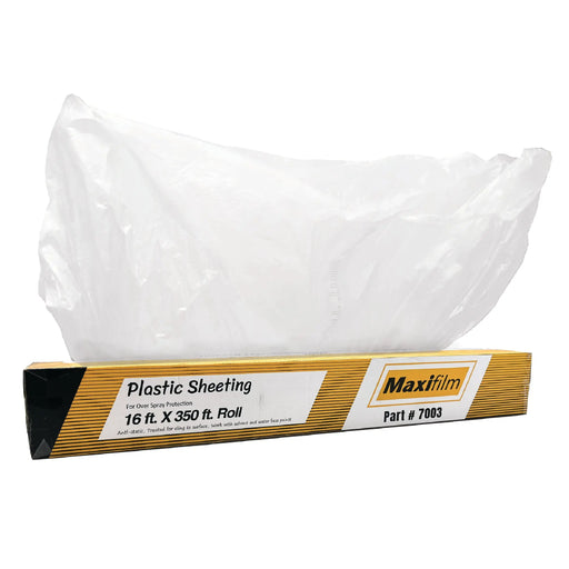 Maxifilm 16 ft x 350 ft Roll Clear Premium Overspray Paintable Plastic Sheeting - 8 Micron, 0.3 Mil - National Supply Company