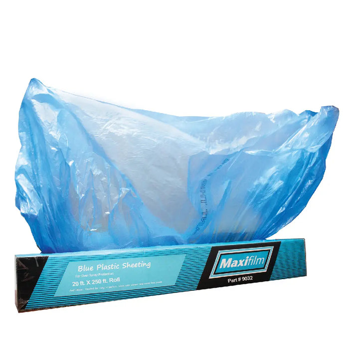 Maxifilm 20ft x 250 ft Roll Blue Premium Overspray Paintable Plastic Sheeting - 8 Micron, 0.3 Mil - National Supply Company