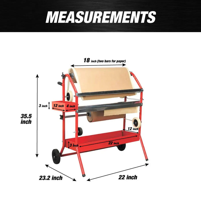 Mobile 18" Multi-Roll Masking Paper Machine with Storage Trays - National Supply Company