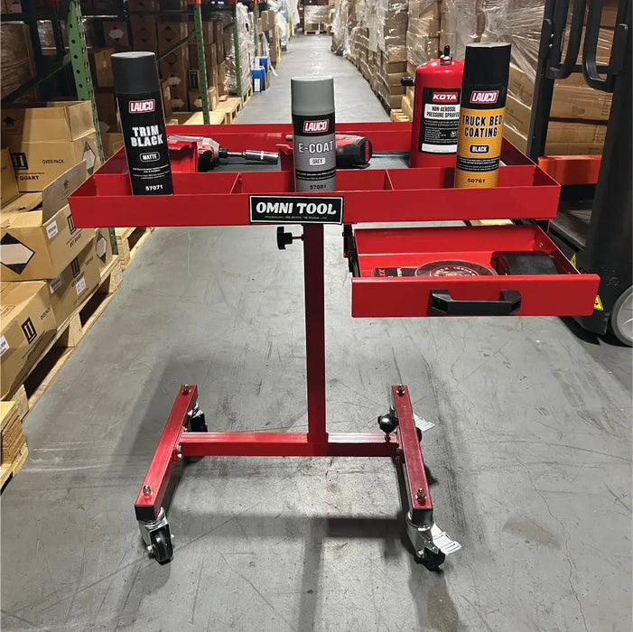 Omni Tool Rolling Work Table, Adjustable Mobile Tray Cart, 220 lb Capacity National Supply Company