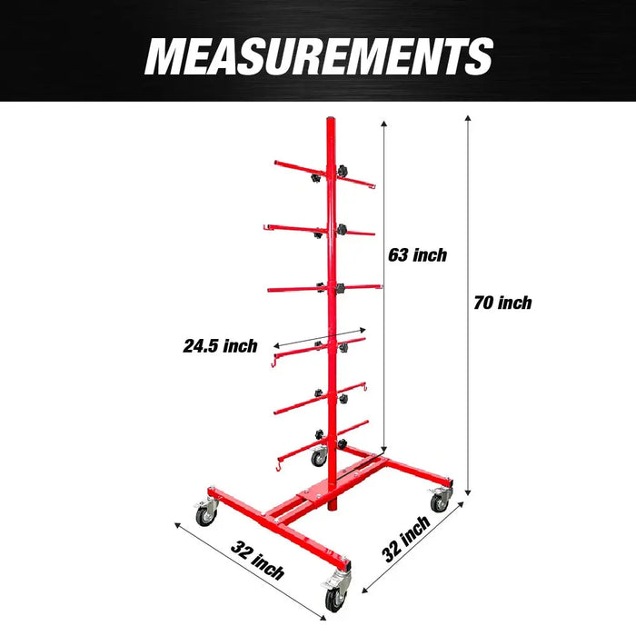 Panel Tree Paint Stand, Adjustable Automotive 6 Hooks, Auto Body Stand for Hoods Doors, 4 Caster Wheels, Paint Rack Stand - National Supply Company