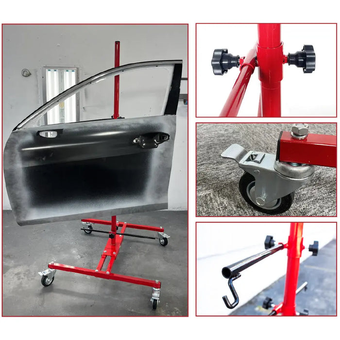 Panel Tree Paint Stand, Adjustable Automotive 6 Hooks, Auto Body Stand for Hoods Doors, 4 Caster Wheels, Paint Rack Stand - National Supply Company