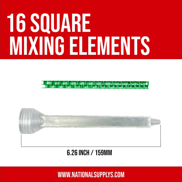 Plastic Green Static Mixing Nozzles for Silicone Adhesive, Mixing Nozzle for Sealants (1:1 & 2:1 Ratios) - National Supply Company