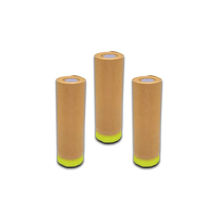 Pre-Taped Brown Masking Paper for Painting Tape and Drape Painters Paper, Paint Adhesive Protective Paper Roll for Car, and Furniture Protection - National Supply Company