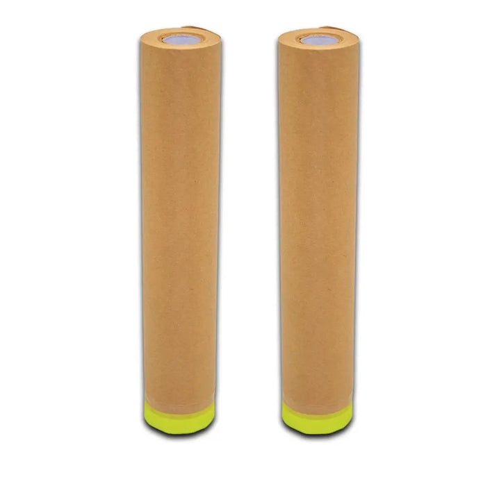 Pre-Taped Brown Masking Paper for Painting Tape and Drape Painters Paper, Paint Adhesive Protective Paper Roll for Car, and Furniture Protection - National Supply Company