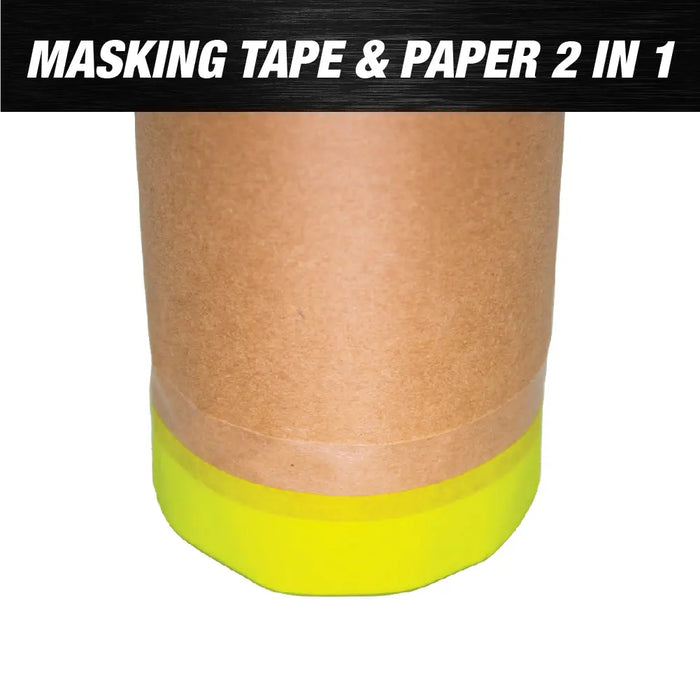 Pre-Taped Brown Masking Paper for Painting Tape and Drape Painters Paper, Paint Adhesive Protective Paper Roll for Car, and Furniture Protection - National Supply Company