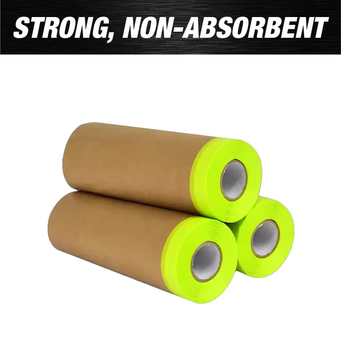 Pre-Taped Brown Masking Paper for Painting Tape and Drape Painters Paper, Paint Adhesive Protective Paper Roll for Car, and Furniture Protection - National Supply Company