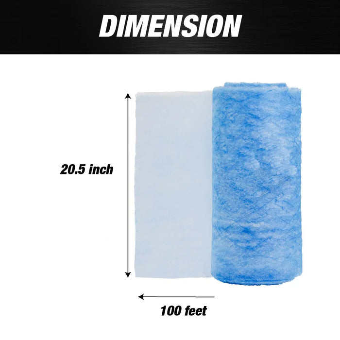 Premium Paint Spray Booth Exhaust Filter Roll - 20.5" x 100' - 18 Gram Heavy-Duty Blue Fiberglass Paint Arrestor - Captures Traps Overspray Paint Particles in Autobody Booths - National Supply Company