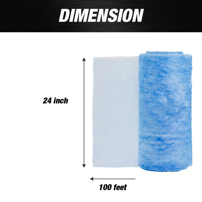 Premium Paint Spray Booth Exhaust Filter Roll - 24" x 100' - 18 Gram Heavy-Duty Blue Fiberglass Paint Arrestor - Captures Traps Overspray Paint Particles in Autobody Booths - National Supply Company