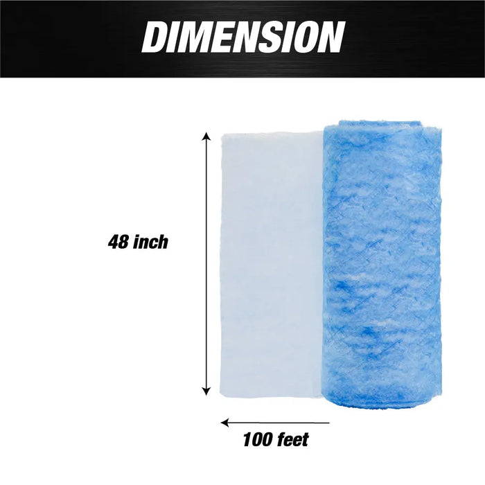 Premium Paint Spray Booth Exhaust Filter Roll - 48" x 100' - 18 Gram Heavy-Duty Blue Fiberglass Paint Arrestor - Captures Traps Overspray Paint Particles in Autobody Booths - National Supply Company