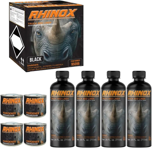 Rhinox Spray-On Truck Bed Liner Kit - Black 1 Gallon - Durable 3:1 Mix & Shoot National Supply Company